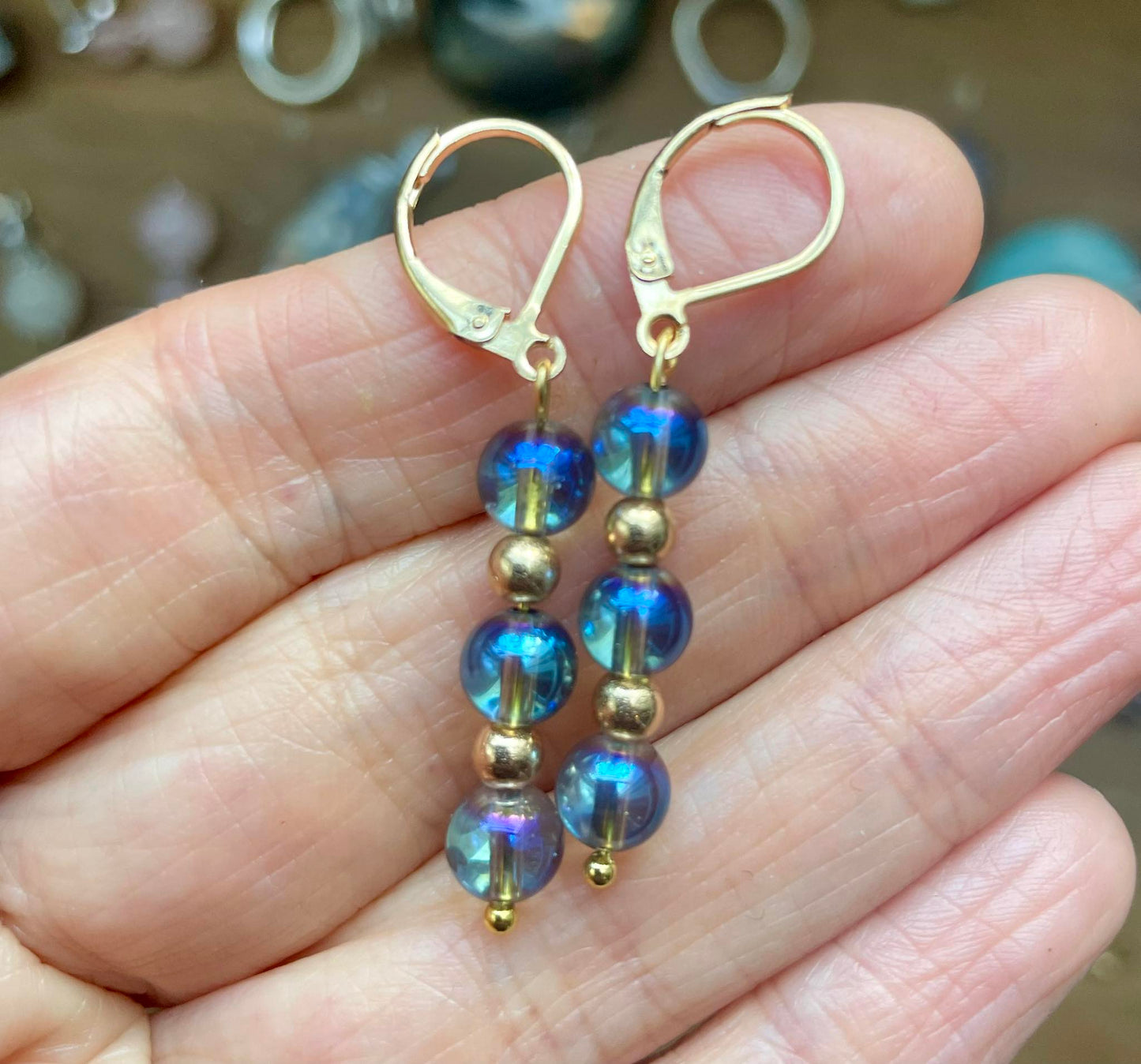 Boucles d'oreilles en aqua aura
