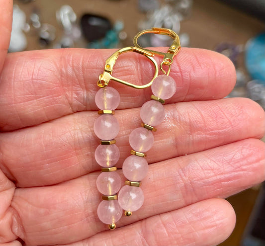 Boucles d'oreilles en quartz rose